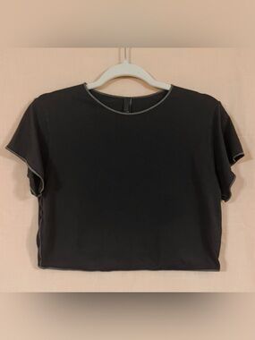 SKIMS Washed Black Cropped Ultra Fitted Top - NWOT